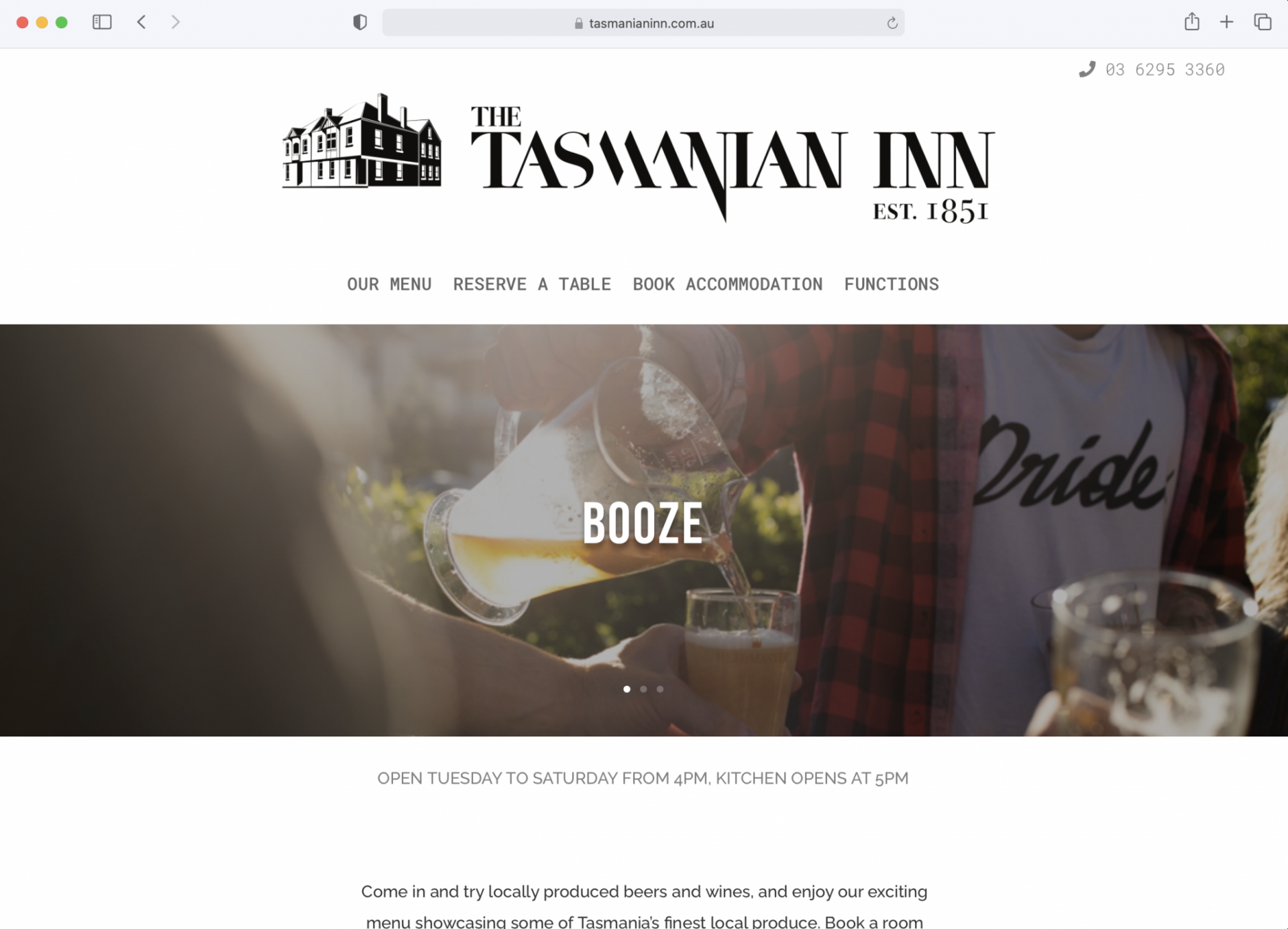 Tas Inn Website Screenshot